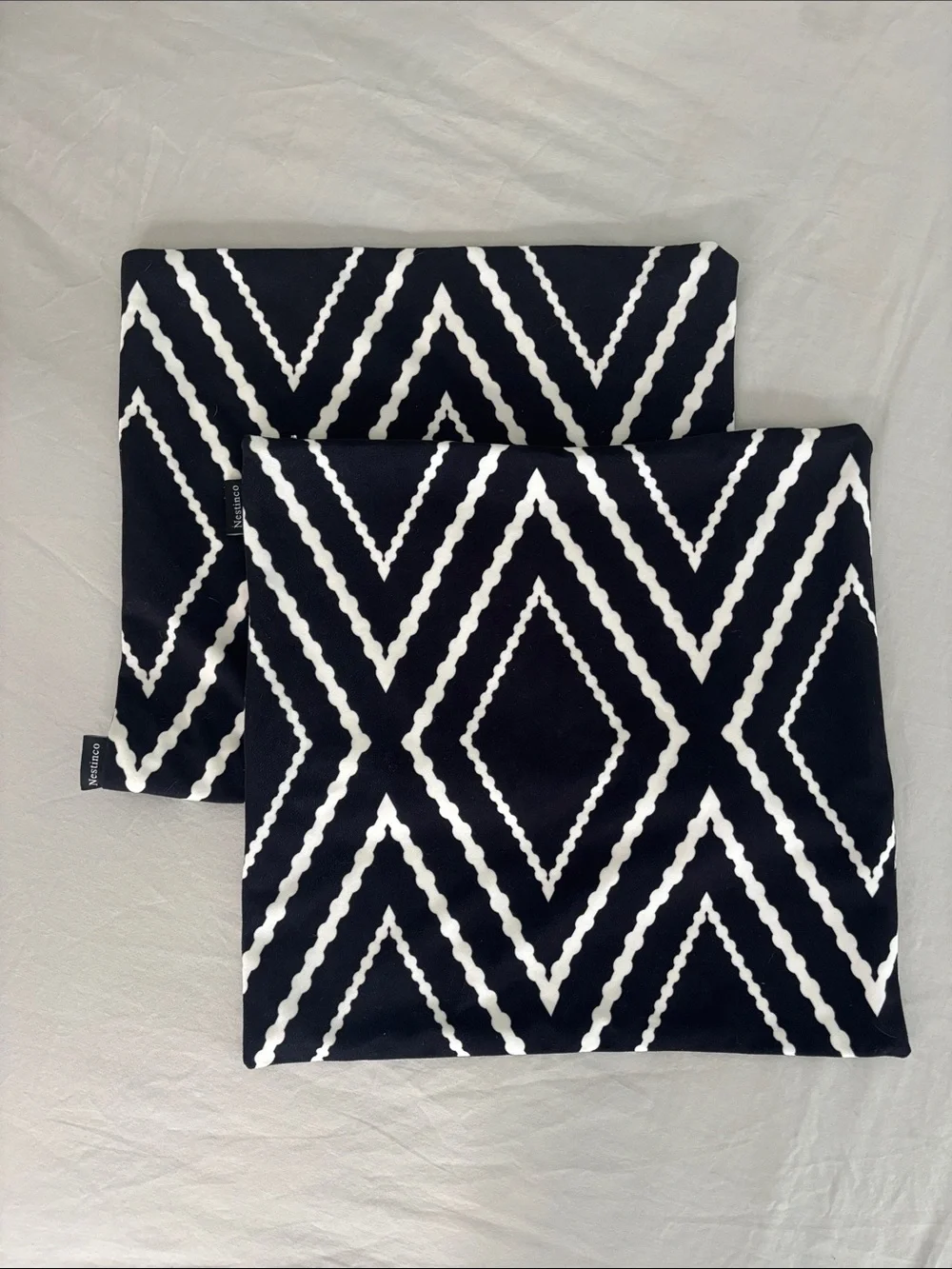 Black and White Geometric Pillow Covers - Set of 2